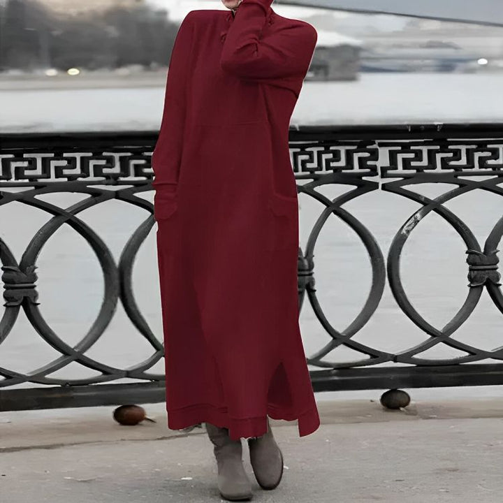 Mara Knitted Maxi Dress – Cozy Long Sleeve Oversized Winter Dress